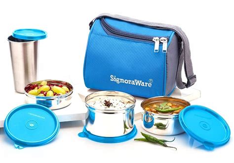 signoraware lunch box steel|signoraware lunch box with bag.